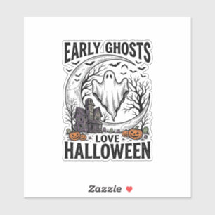 Vintage Halloween Ghost Haunted Moon Engraving Art