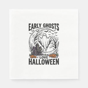 Vintage Halloween Ghost Haunted Moon Engraving Art Napkin