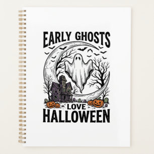 Vintage Halloween Ghost Haunted Moon Engraving Art Planner