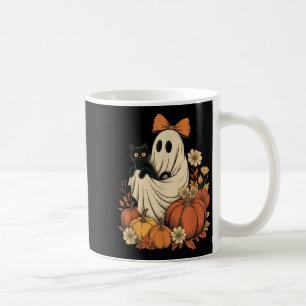 Vintage Halloween Ghost Holding Black Cat Groovy F Coffee Mug