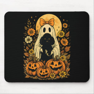 Vintage Halloween Ghost Holding Odle Dog Mouse Mat