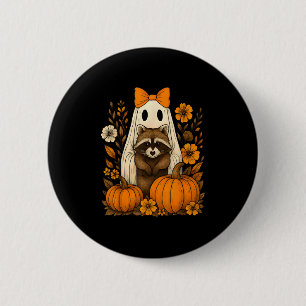 Vintage Halloween Ghost Holding Racoon Groovy Flo 6 Cm Round Badge