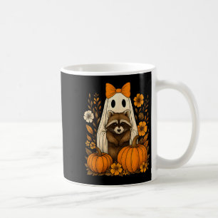 Vintage Halloween Ghost Holding Racoon Groovy Flo Coffee Mug