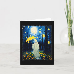Vintage Halloween Ghost In The Forest Van Gogh Sta Card