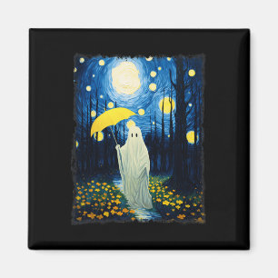 Vintage Halloween Ghost In The Forest Van Gogh Sta Magnet