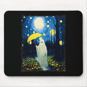 Vintage Halloween Ghost In The Forest Van Gogh Sta Mouse Mat