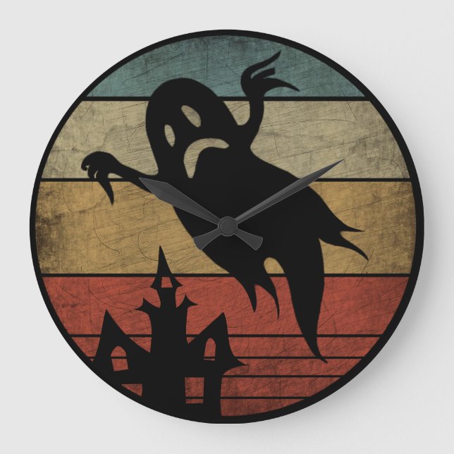 Vintage Halloween Ghost Large Clock (Front)