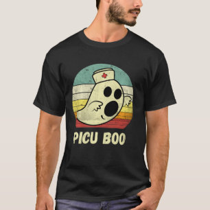 Vintage Halloween Ghost Picu Boo Nurse Nursing Med T-Shirt