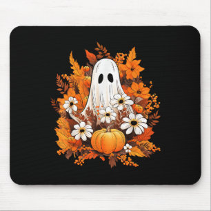 Vintage Halloween Ghost Pumpkin Daisy Floral Autum Mouse Mat