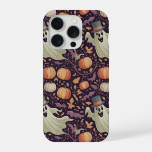 Vintage Halloween Ghost Pumpkin Pattern iPhone 15 Pro Case