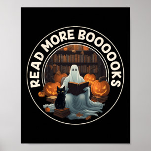 Vintage Halloween Ghost Read More Books Black Cat  Poster