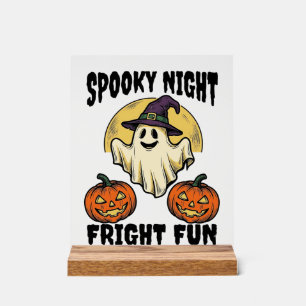 Vintage Halloween Ghost Scary Pumpkin Shirt_1 Acrylic Sign