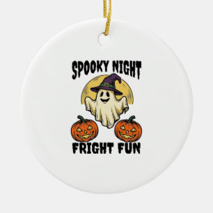 Vintage Halloween Ghost Scary Pumpkin Shirt_1 Ceramic Tree Decoration