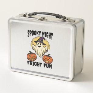 Vintage Halloween Ghost Scary Pumpkin Shirt_1 Metal Lunch Box
