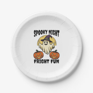 Vintage Halloween Ghost Scary Pumpkin Shirt_1 Paper Plate