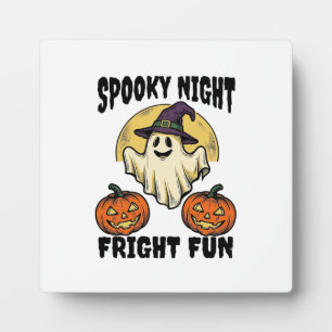 Vintage Halloween Ghost Scary Pumpkin Shirt_1 Plaque
