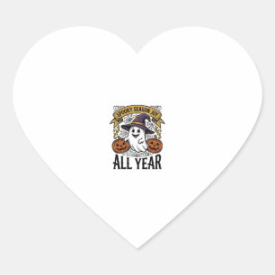 Vintage Halloween Ghost Spooky Season Joy Shirt_1 Heart Sticker