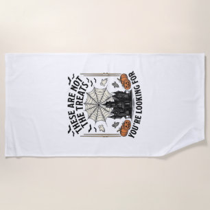 Vintage Halloween Ghost Treats Shirt Design_1 Beach Towel