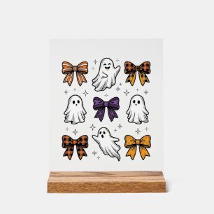 Vintage Halloween Ghosts and Bows Shirt Design_1 Acrylic Sign