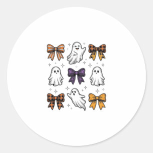 Vintage Halloween Ghosts and Bows Shirt Design_1 Classic Round Sticker