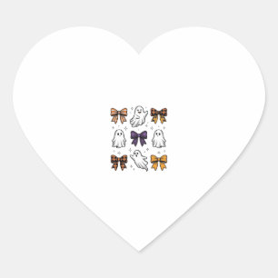 Vintage Halloween Ghosts and Bows Shirt Design_1 Heart Sticker