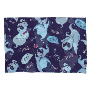 Vintage Halloween ghosts, seamless pattern. Pillowcase
