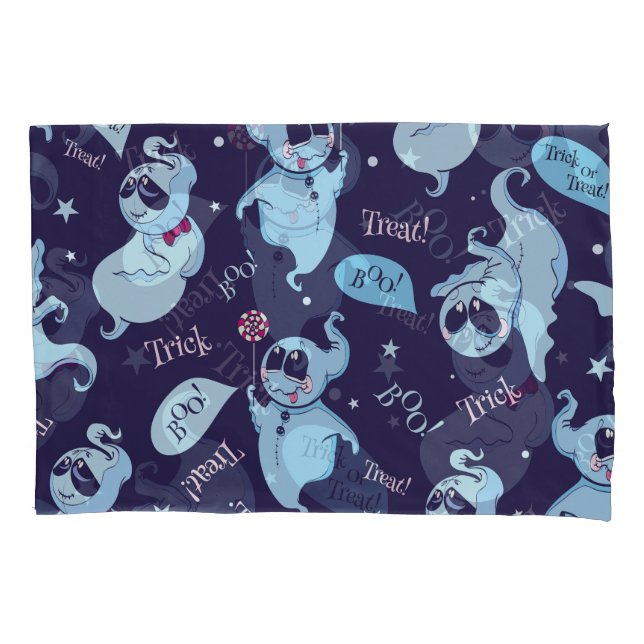 Vintage Halloween ghosts, seamless pattern. Pillowcase (Front)