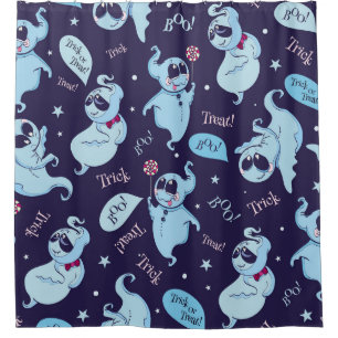 Vintage Halloween ghosts, seamless pattern. Shower Curtain
