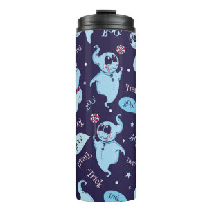 Vintage Halloween ghosts, seamless pattern. Thermal Tumbler