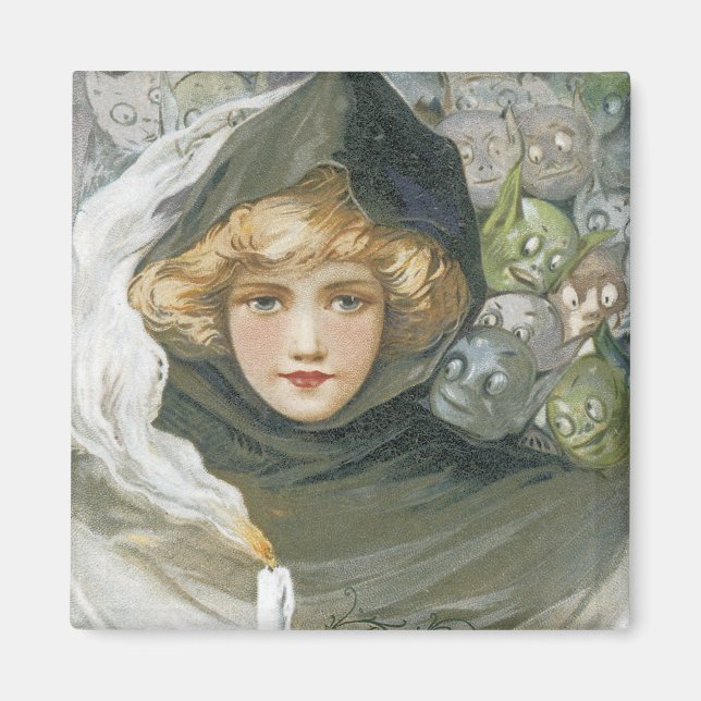 Vintage Halloween Girl Magnet (Front)