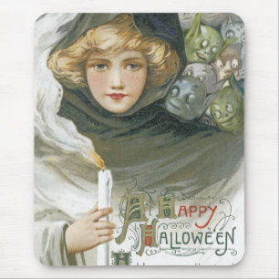 Vintage Halloween Girl Mouse Mat