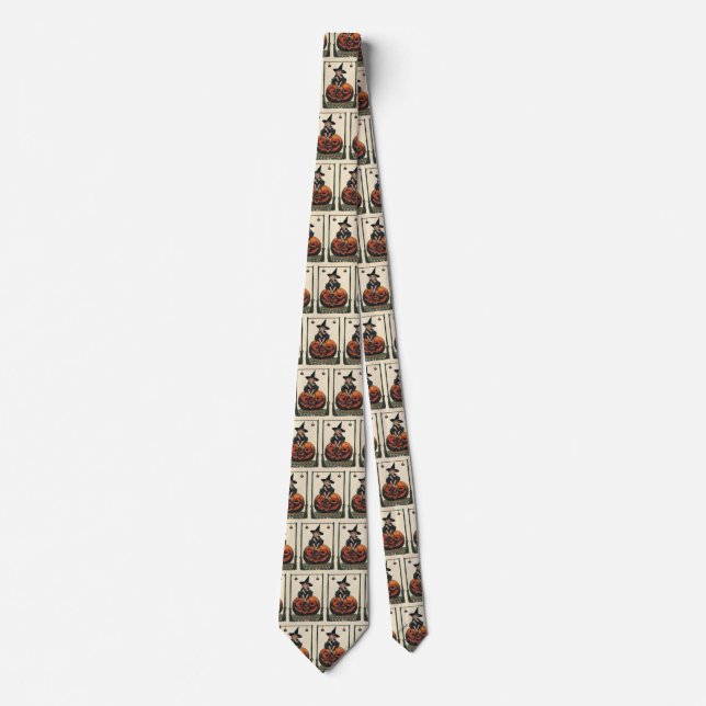 Vintage Halloween Girl on Jack o'Lantern Tie (Front)