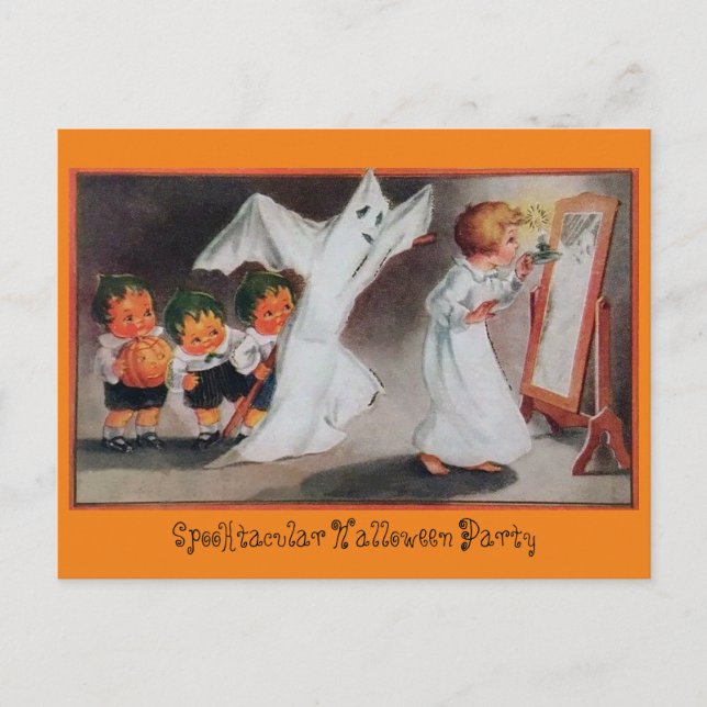 Vintage Halloween Girl Party Invitation (Front)