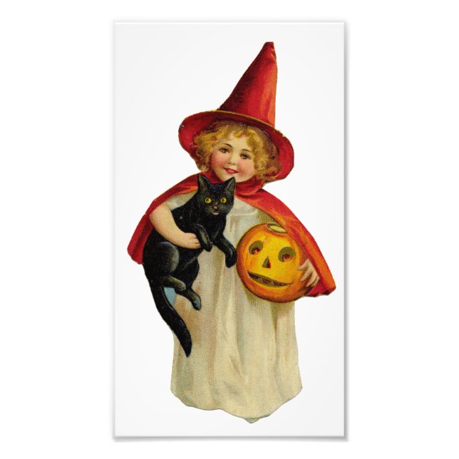 Vintage Halloween Girl Photo Print (Front)