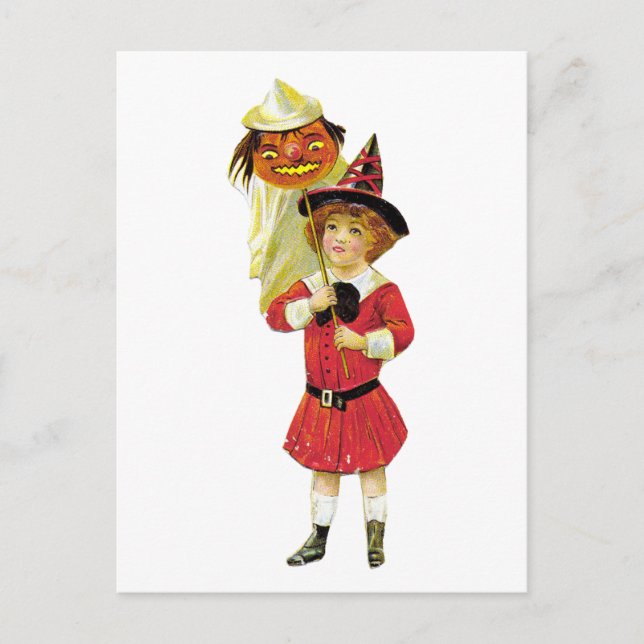 Vintage Halloween Girl Postcard (Front)