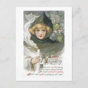 Vintage Halloween Girl Postcard