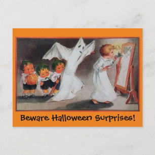 Vintage Halloween Girl Postcard Invitation