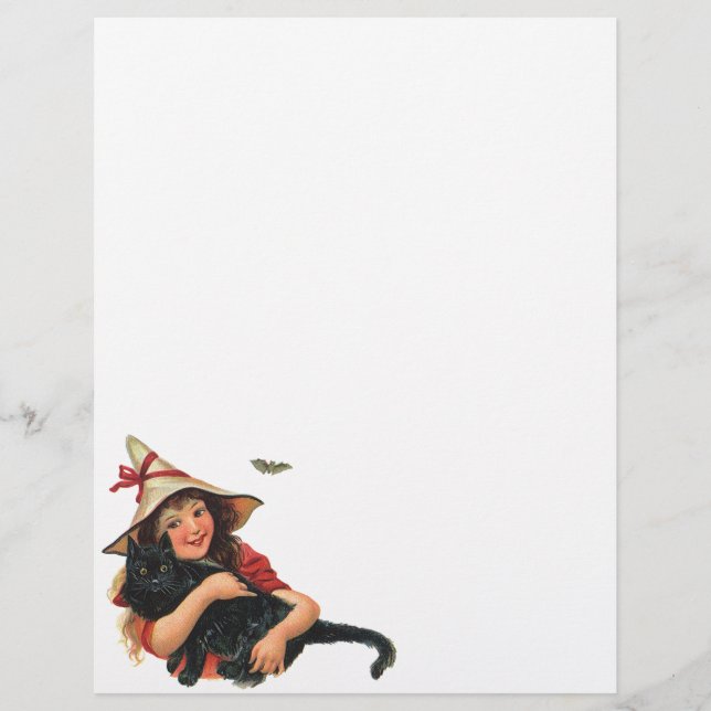 Vintage Halloween, Girl Witch with Black Cat Flyer (Front)