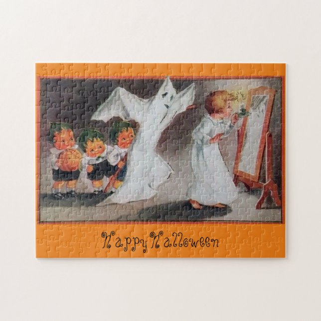 Vintage Halloween Girl with Candle Jigsaw Puzzle (Horizontal)