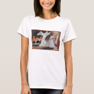Vintage Halloween Girl with Candle Womens Shirt