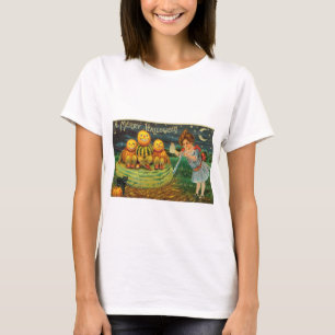 Vintage Halloween Girl with Pumpkins T-Shirt