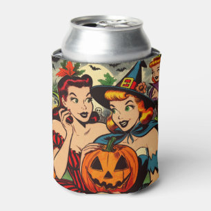 Vintage Halloween Girls Comics Can Cooler