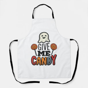 Vintage Halloween Give Me Candy Ghost Shirt Design Apron