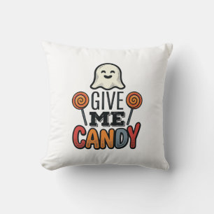 Vintage Halloween Give Me Candy Ghost Shirt Design Cushion
