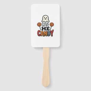 Vintage Halloween Give Me Candy Ghost Shirt Design Hand Fan