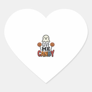 Vintage Halloween Give Me Candy Ghost Shirt Design Heart Sticker