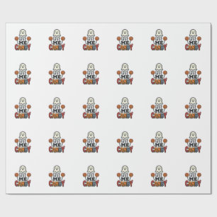 Vintage Halloween Give Me Candy Ghost Shirt Design Wrapping Paper