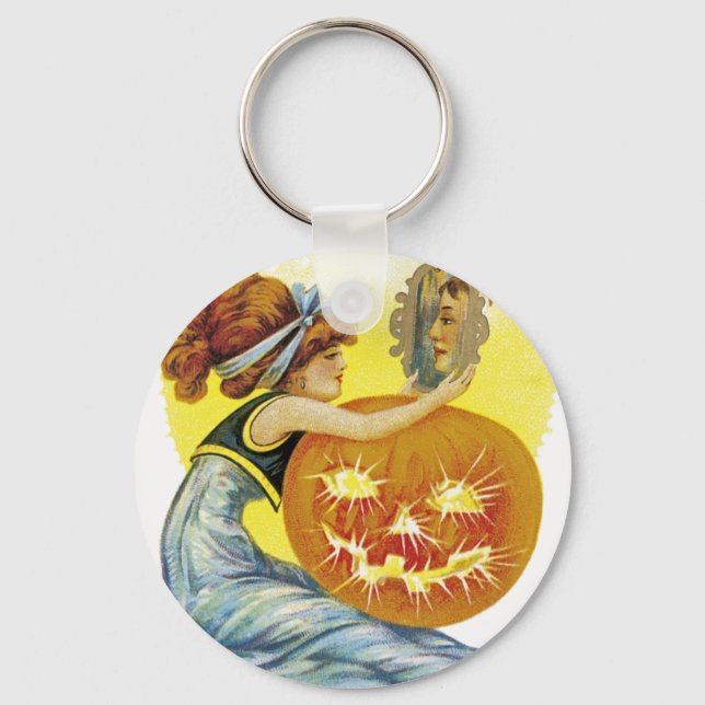 Vintage Halloween Glamour Key Ring (Front)