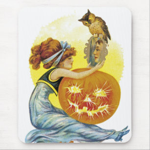 Vintage Halloween Glamour Mouse Mat