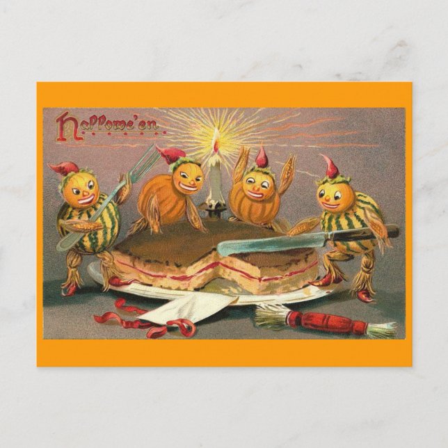 Vintage Halloween Goblins Postcard (Front)